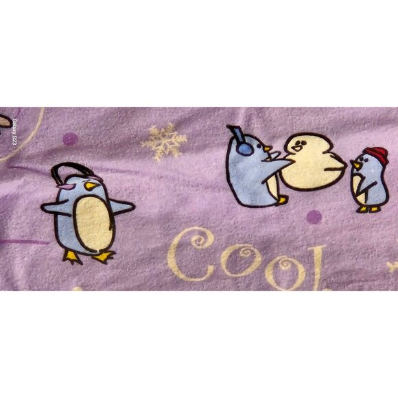 Vintage Pillowcases Flannel Do Your Room Purple Penguin Print 100% Cotton - Picture 4 of 11